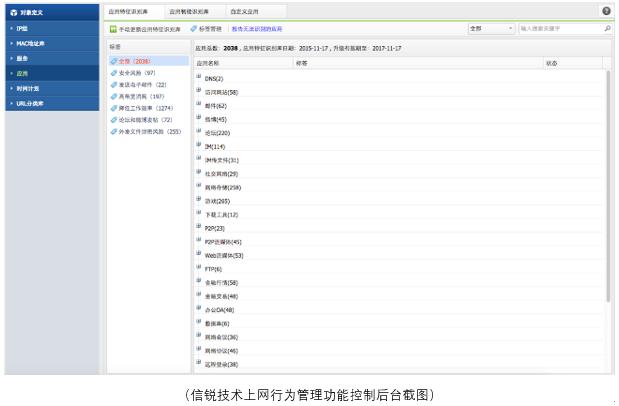 信锐技术上网行为管理控制界面截图